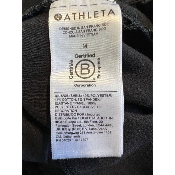 Athleta Hybrid Cropped MED Wide Leg Fleece Lined Pants Black Elastic Waist - Picture 7 of 8